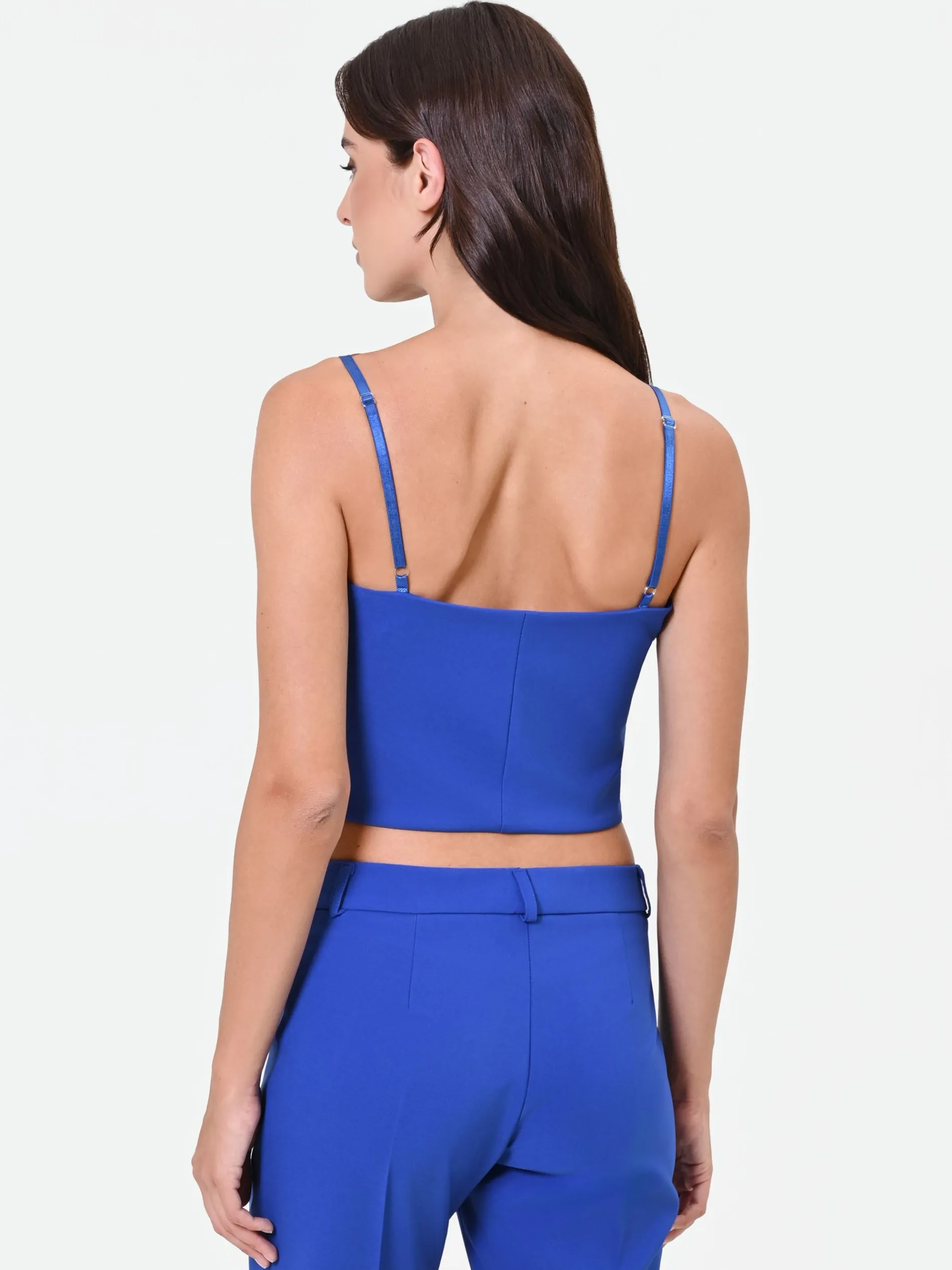 TOP BUSTIER CROP BLU CINA
