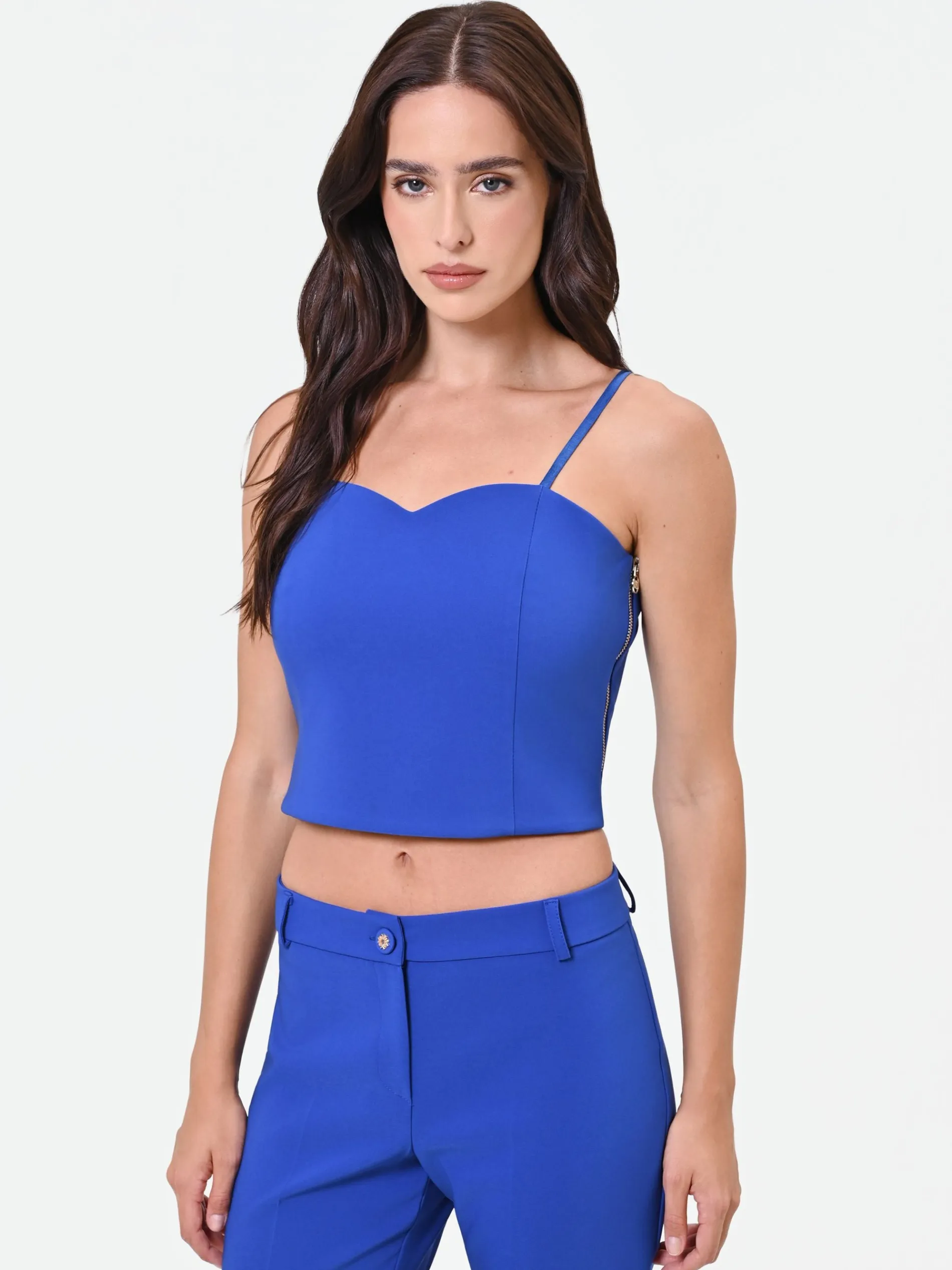 TOP BUSTIER CROP BLU CINA