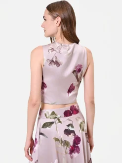 TOP BUSTIER TORTORA BEIGE CON STAMPA FLOREALE