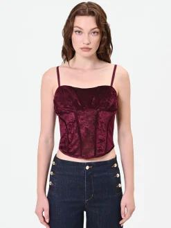 TOP CORSETTO BORDEAUX IN VELLUTO