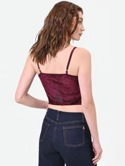 TOP CORSETTO BORDEAUX IN VELLUTO
