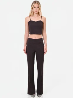 TOP CORTO MORO MARRONE CON SCOLLO A CUORE