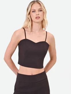 TOP CORTO MORO MARRONE CON SCOLLO A CUORE