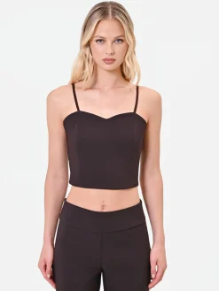 TOP CORTO MORO MARRONE CON SCOLLO A CUORE