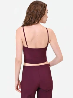 TOP CROP BORDEAUX ROSSO CON SCOLLO A CUORE