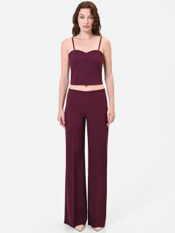 TOP CROP BORDEAUX ROSSO CON SCOLLO A CUORE