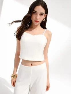 TOP CROPPED BIANCO CON SCOLLO A CUORE