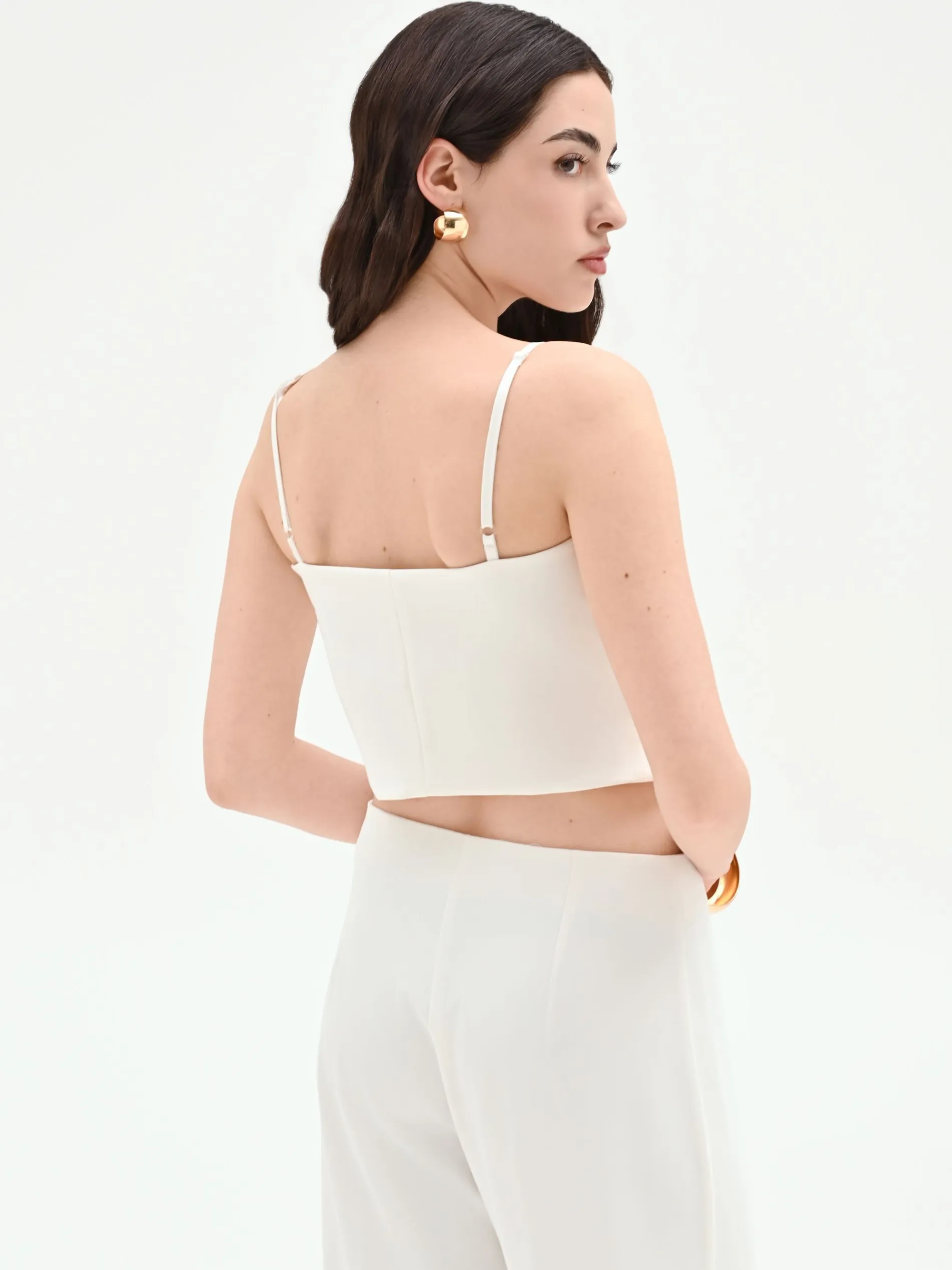 TOP CROPPED BIANCO CON SCOLLO A CUORE