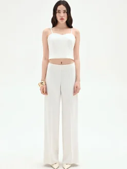 TOP CROPPED BIANCO CON SCOLLO A CUORE