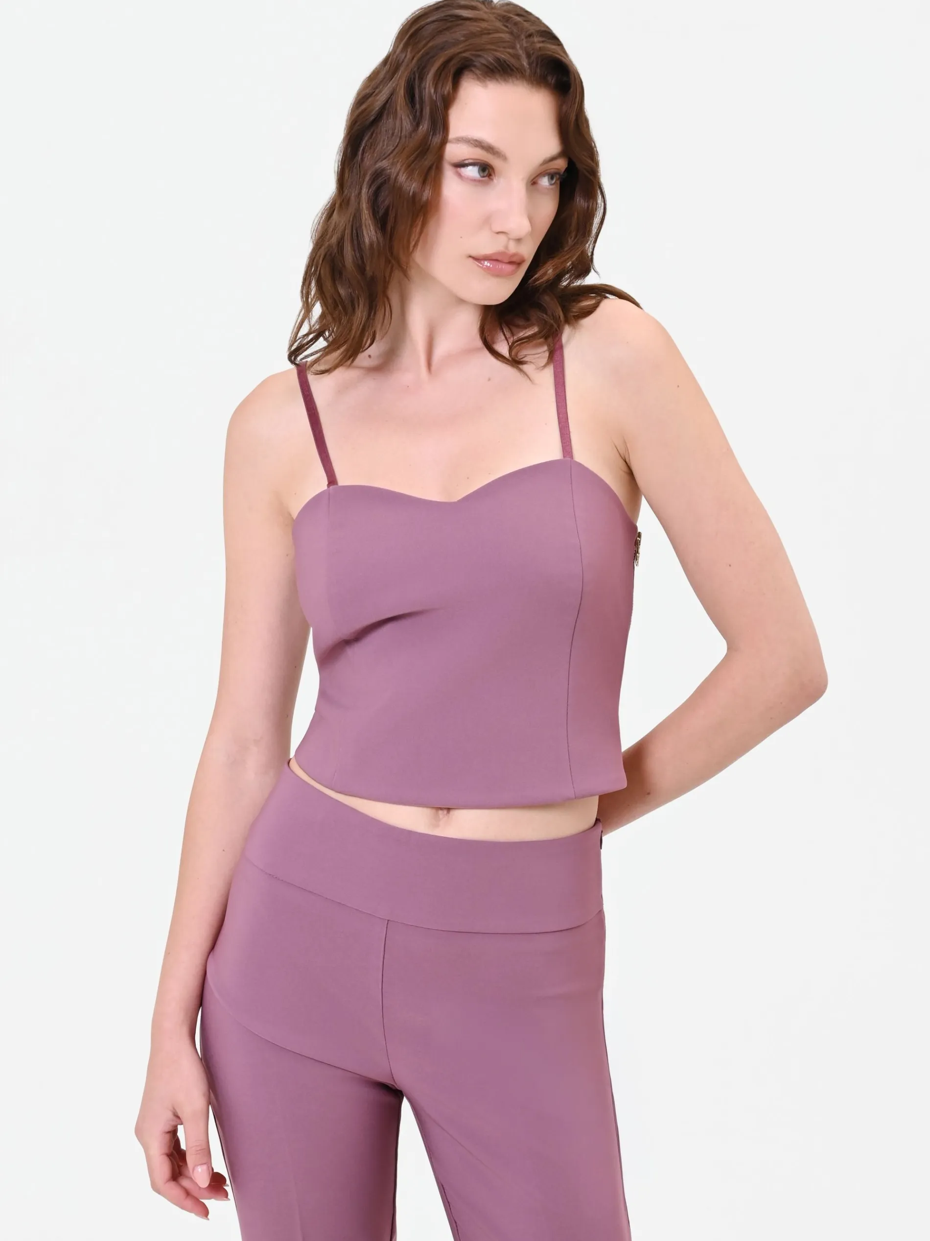 TOP CROP ROSA ANTICO STILE BUSTIER