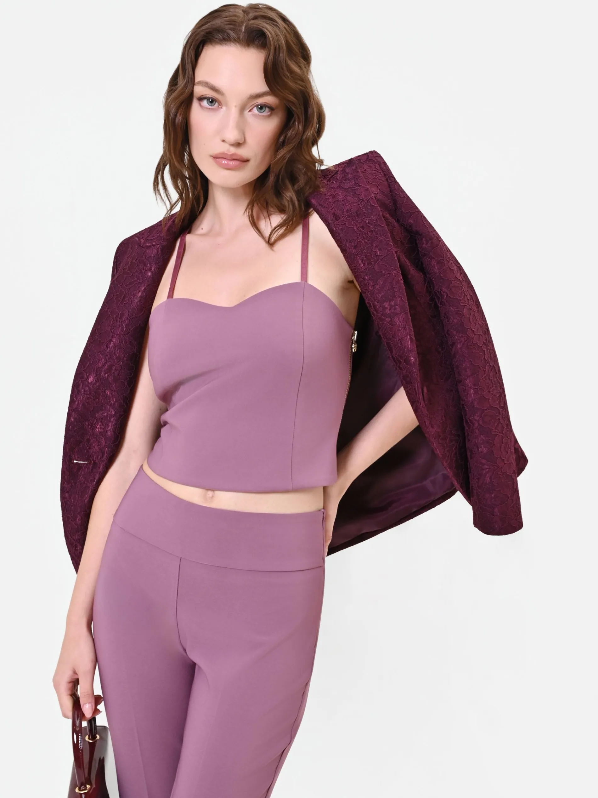 TOP CROP ROSA ANTICO STILE BUSTIER