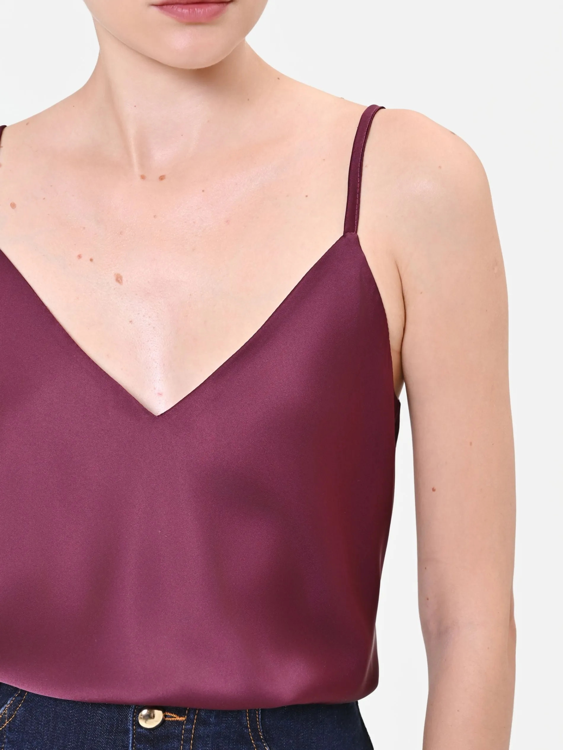 TOP LINGERIE IN RASO BORDEAUX ROSSO
