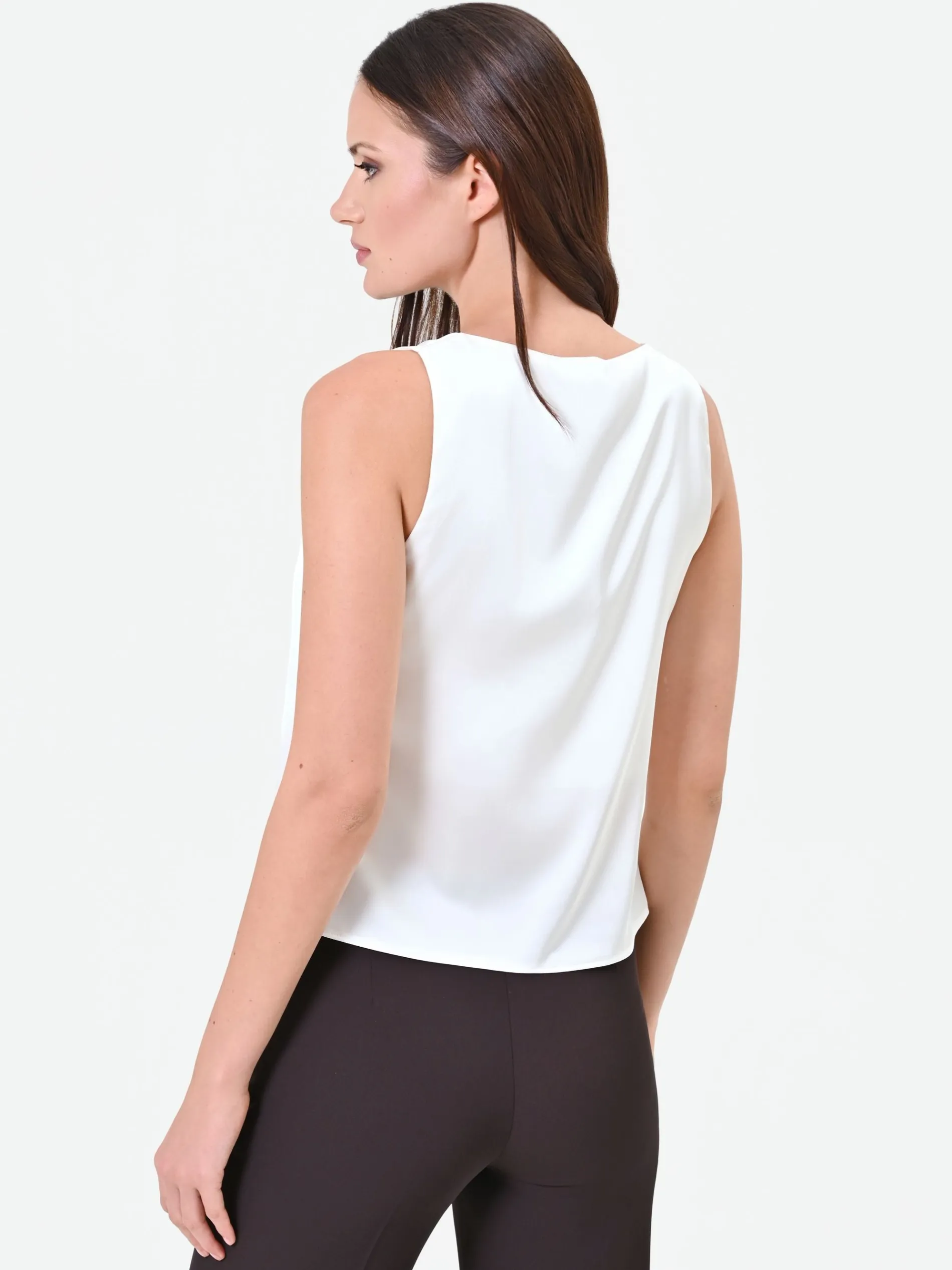 TOP PANNA IN RASO CON PIZZO