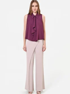 TOP SMANICATO BORDEAUX CON ROUCHE VERTICALE