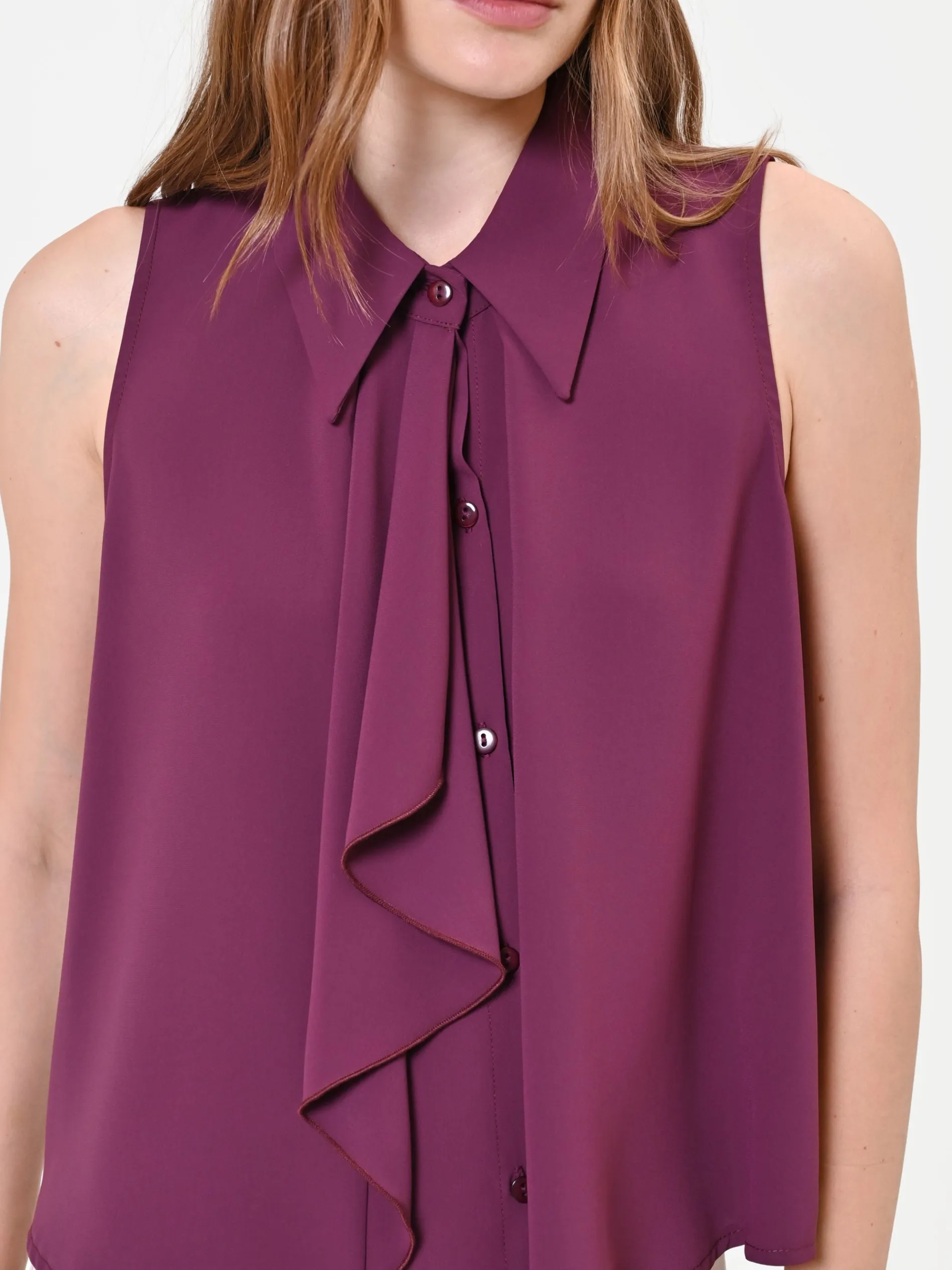 TOP SMANICATO BORDEAUX CON ROUCHE VERTICALE