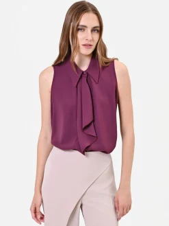 TOP SMANICATO BORDEAUX CON ROUCHE VERTICALE