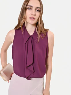 TOP SMANICATO BORDEAUX CON ROUCHE VERTICALE