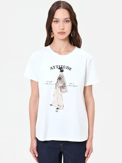 T-SHIRT PANNA CON STAMPA GRAFICA