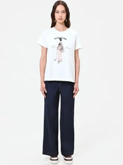 T-SHIRT PANNA CON STAMPA GRAFICA
