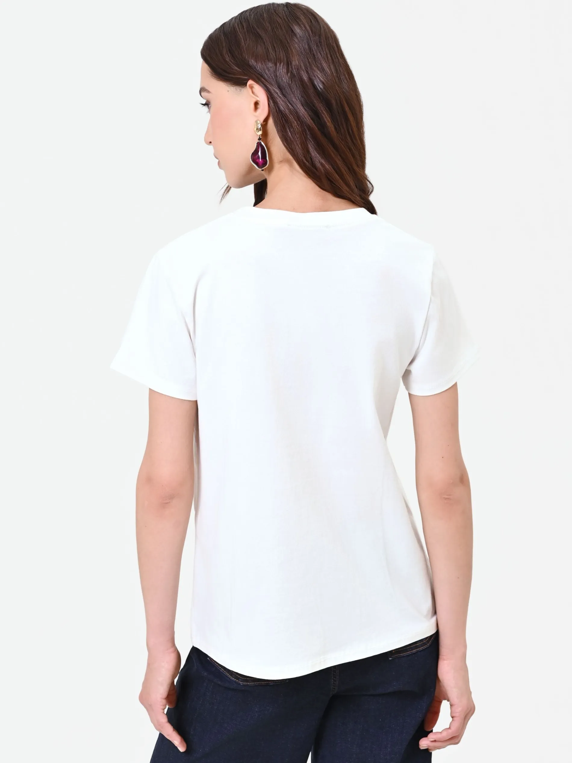 T-SHIRT PANNA CON STAMPA GRAFICA "ATTITUDE"