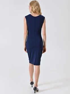 TUBINO BLU NAVY IN PUNTO MILANO CON DRAPPEGGIO