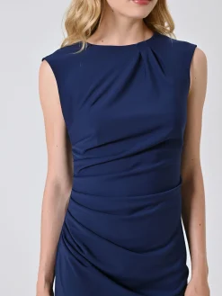 TUBINO BLU NAVY IN PUNTO MILANO CON DRAPPEGGIO