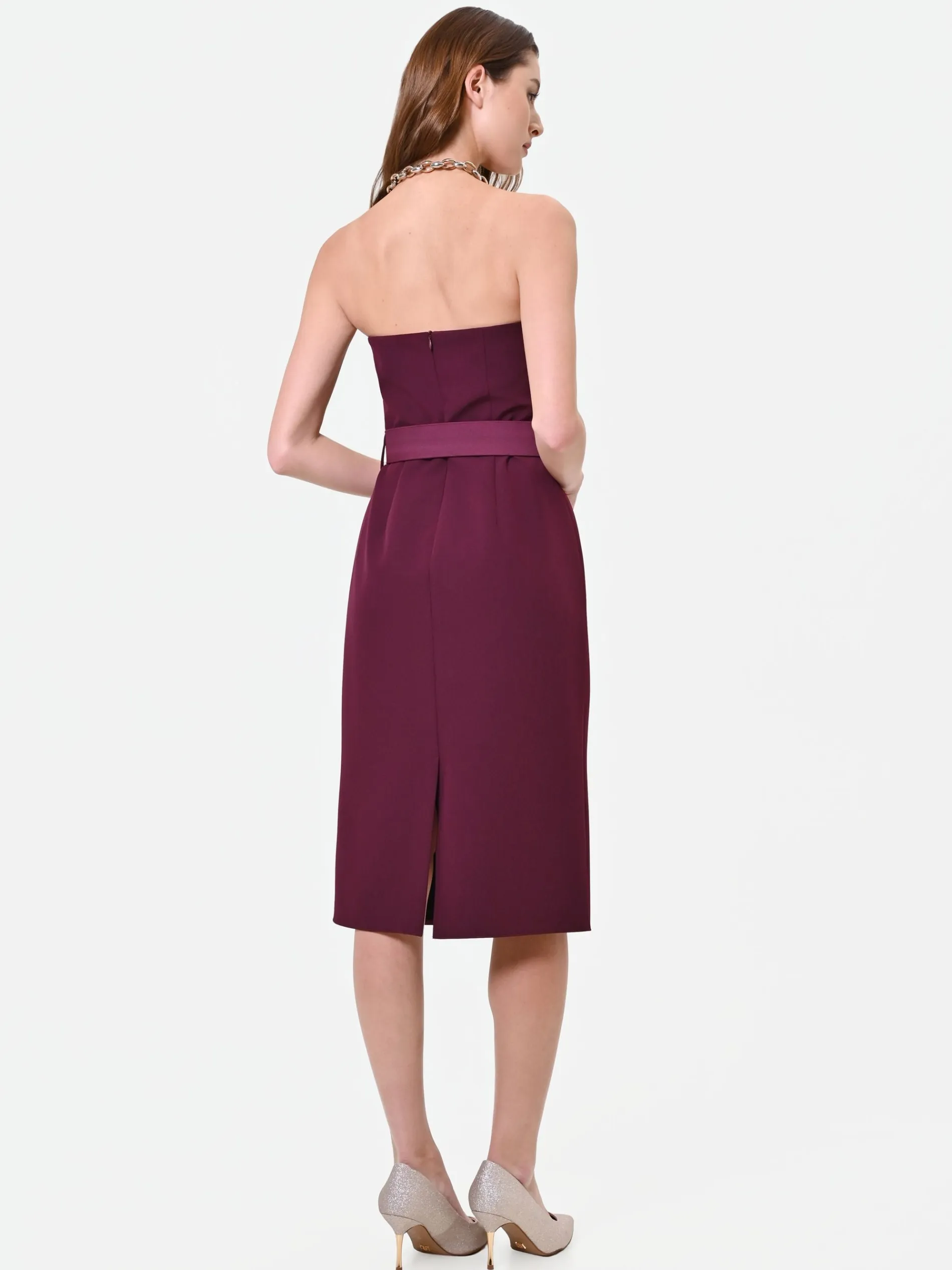 TUBINO BORDEAUX CON CINTURA E REVER