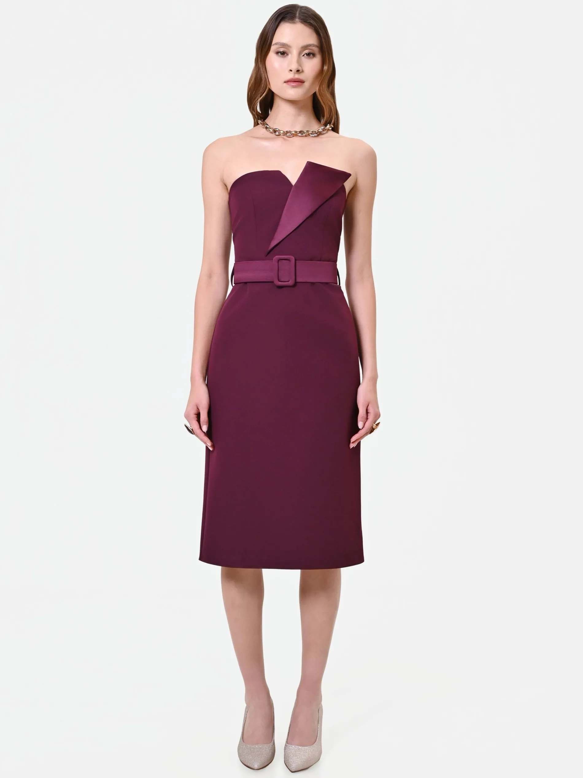 TUBINO BORDEAUX CON CINTURA E REVER