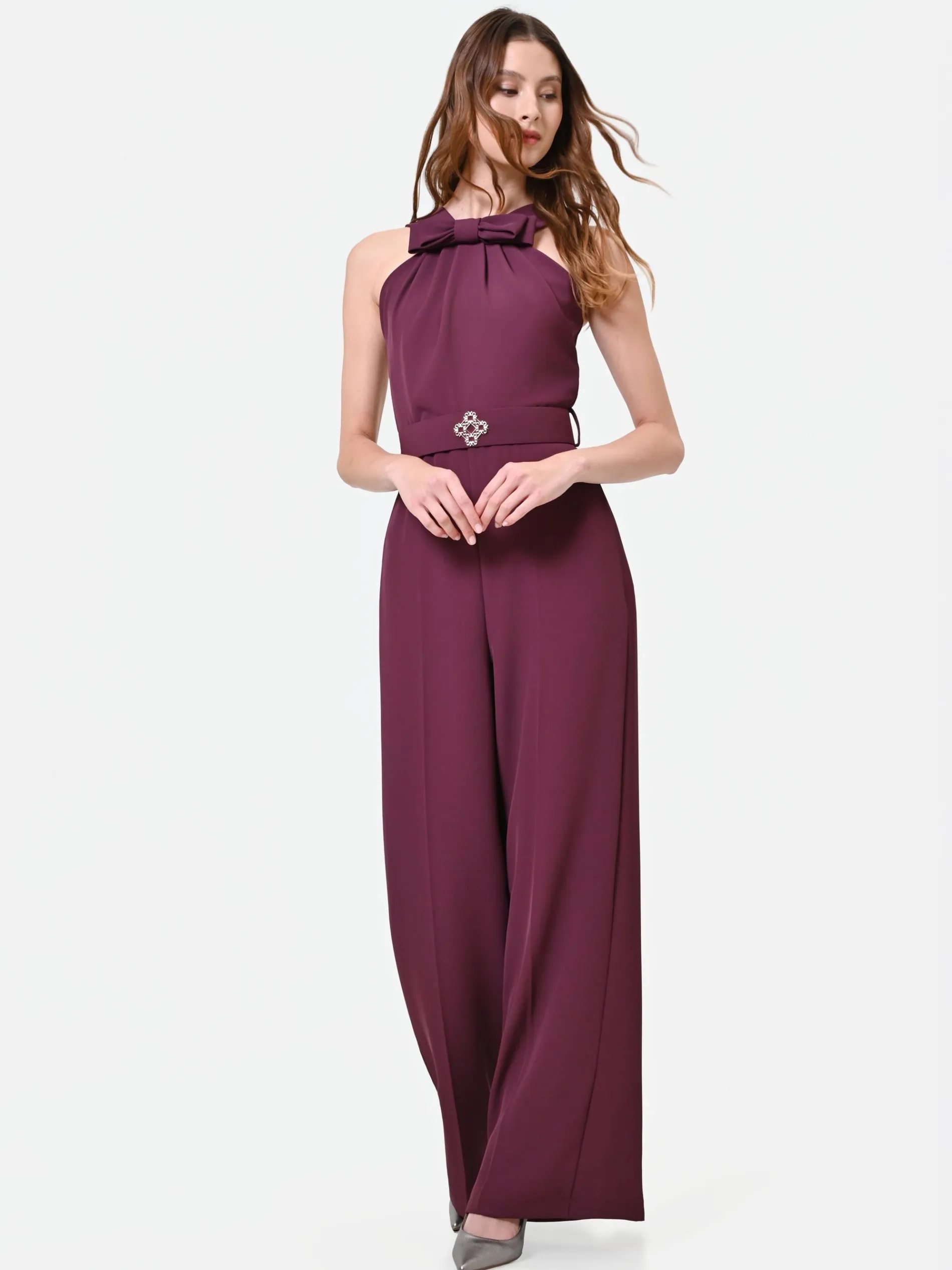 TUTA BORDEAUX CON MAXI FIOCCO AL COLLO