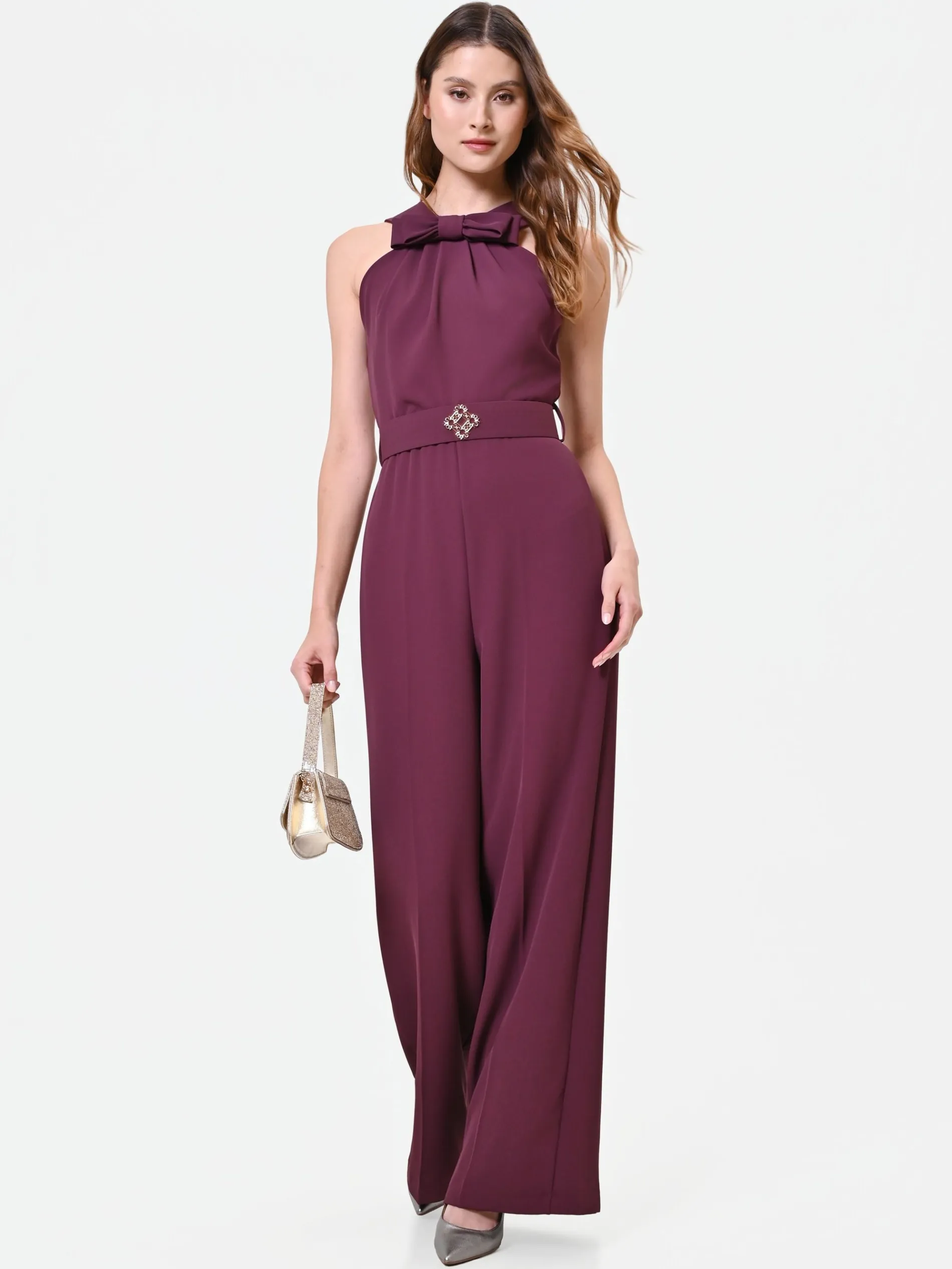 TUTA BORDEAUX CON MAXI FIOCCO AL COLLO