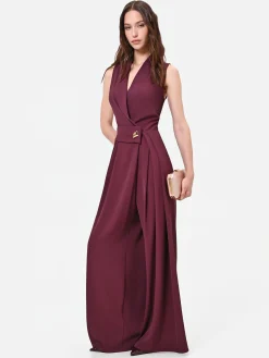 TUTA BORDEAUX FLUIDA CON BOTTONE DESIGN