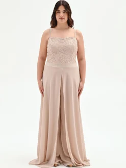 TUTA CURVY TORTORA BEIGE CON CORPETTO IN PIZZO