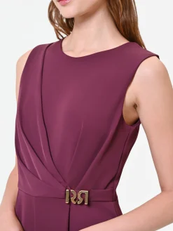 TUTA ELEGANTE BORDEAUX CON DRAPPEGGIO ASIMMETRICO