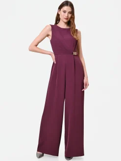 TUTA ELEGANTE BORDEAUX CON DRAPPEGGIO ASIMMETRICO
