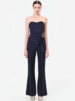 TUTA INTERA BLU NAVY CON BUSTINO E DRAPPEGGIO