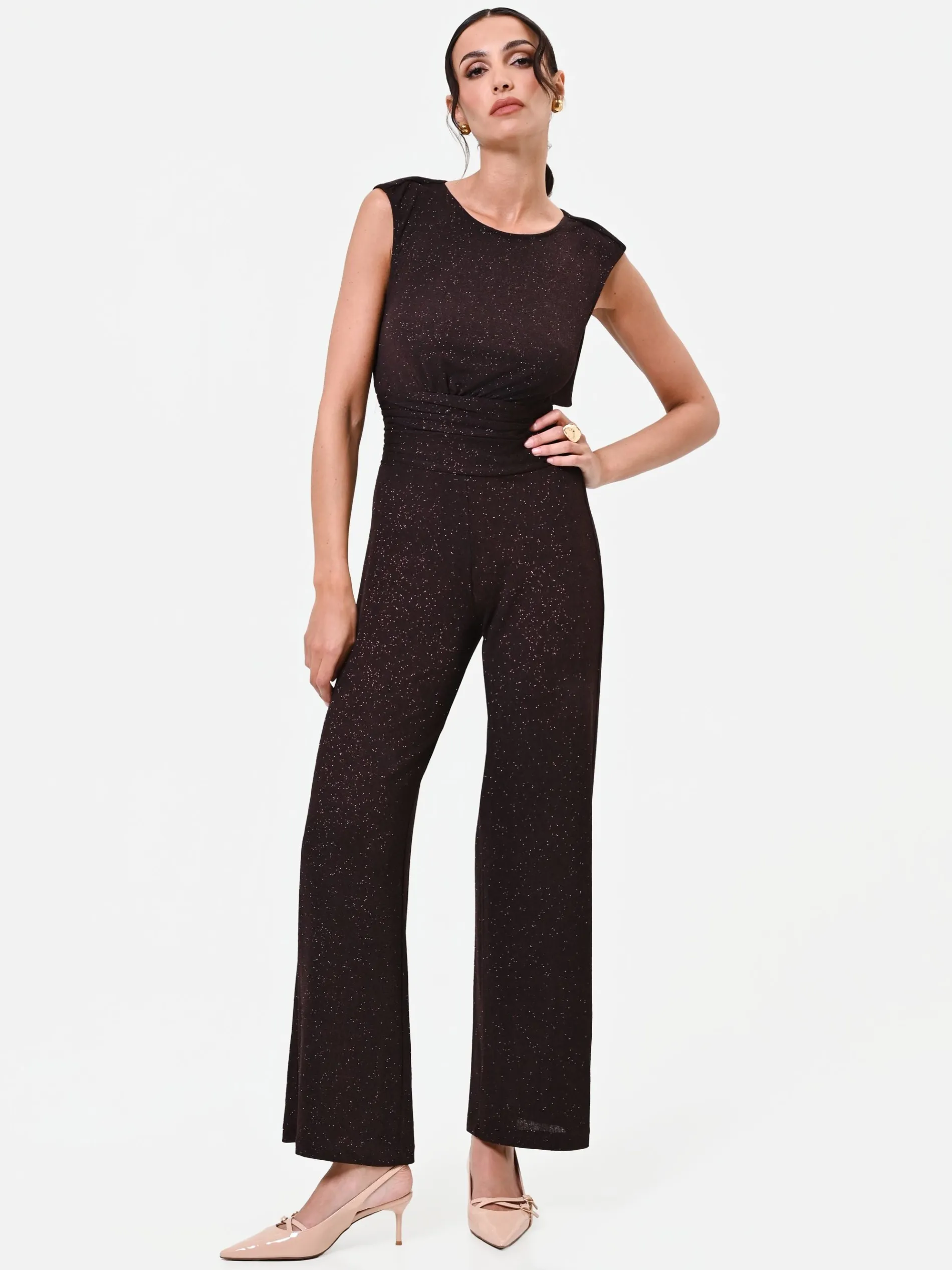 TUTA MORO MARRONE CON PANTALONE A PALAZZO