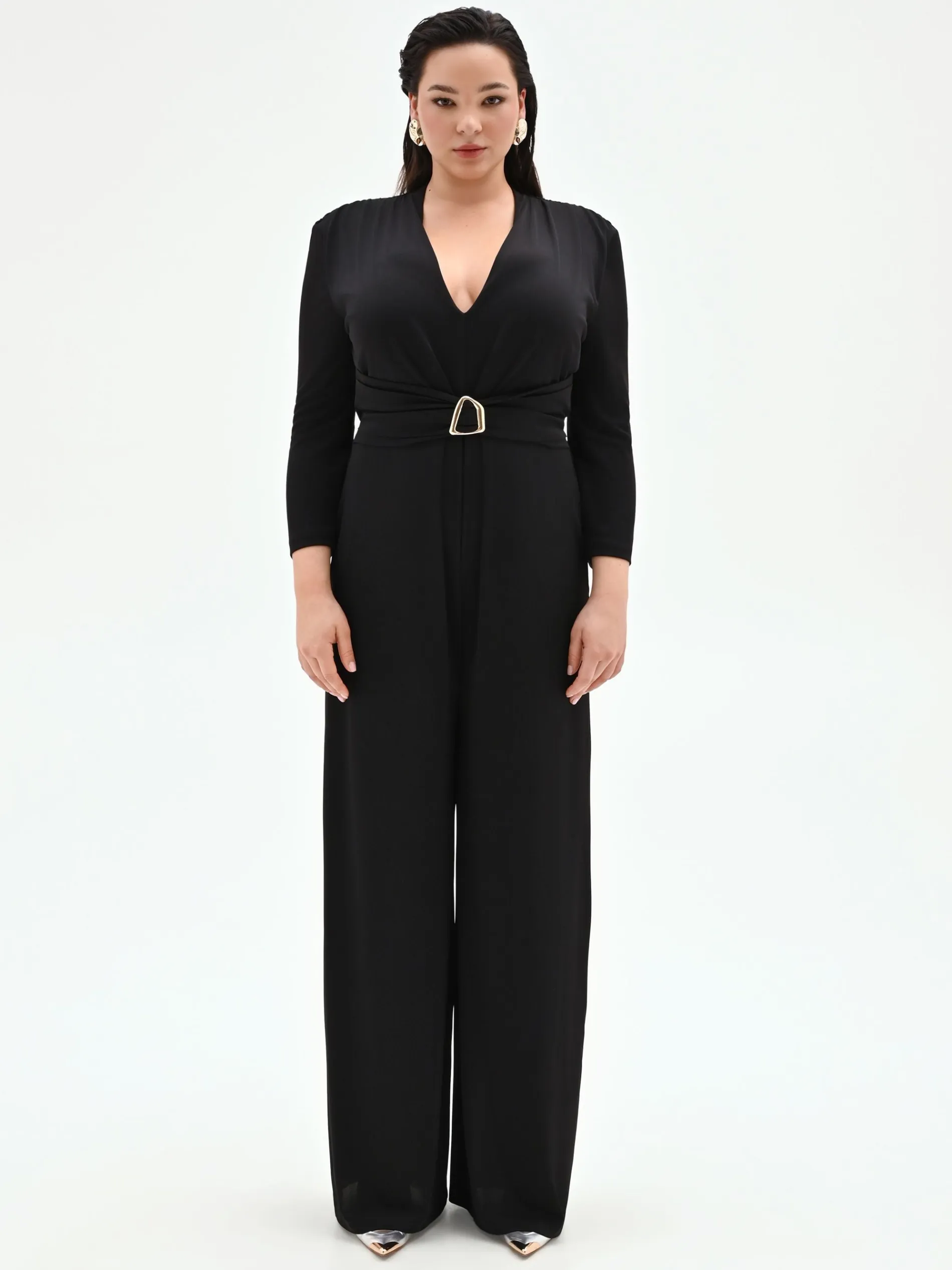 TUTA NERA CURVY PALAZZO IN JERSEY FLUIDO