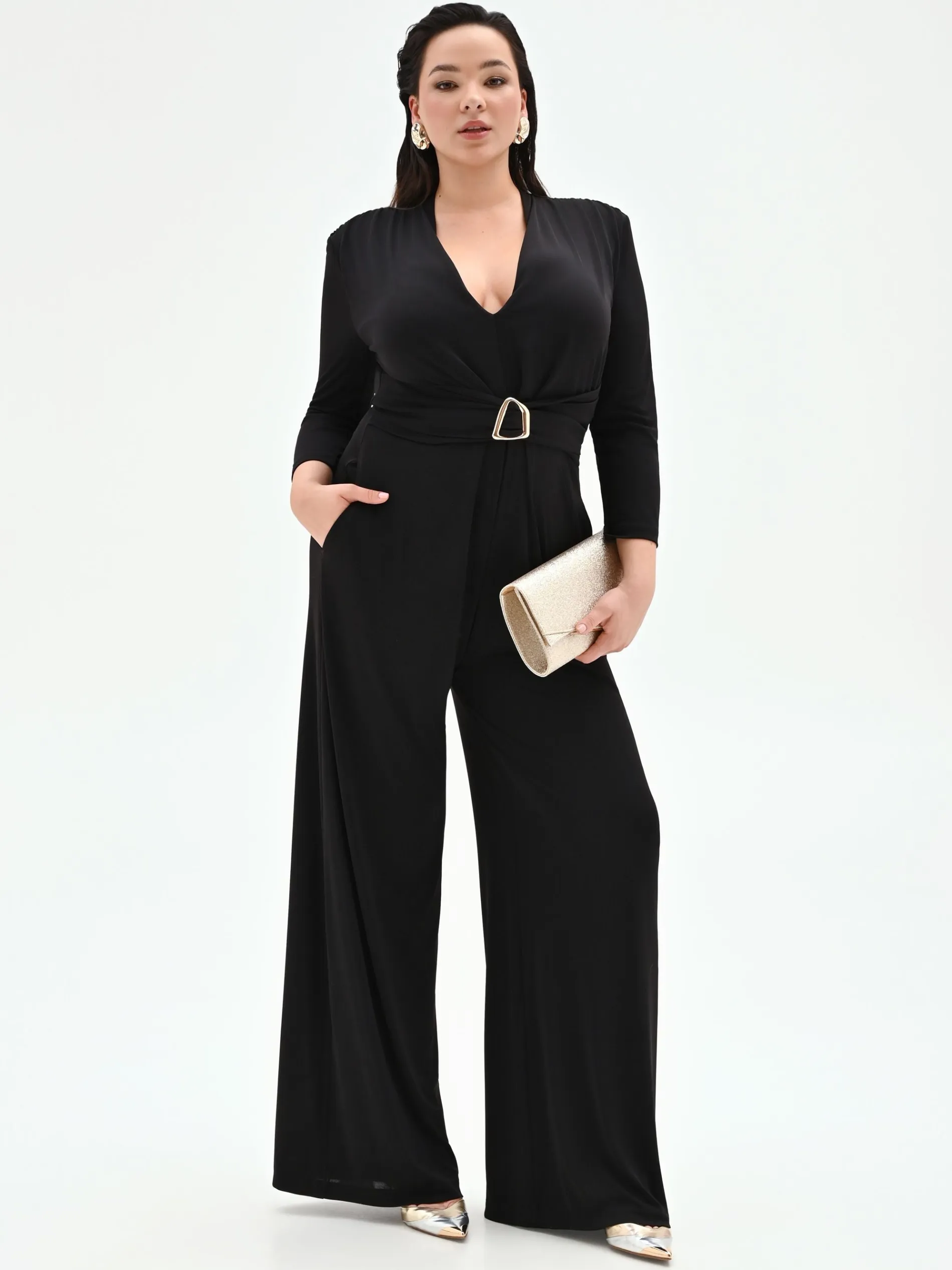 TUTA NERA CURVY PALAZZO IN JERSEY FLUIDO
